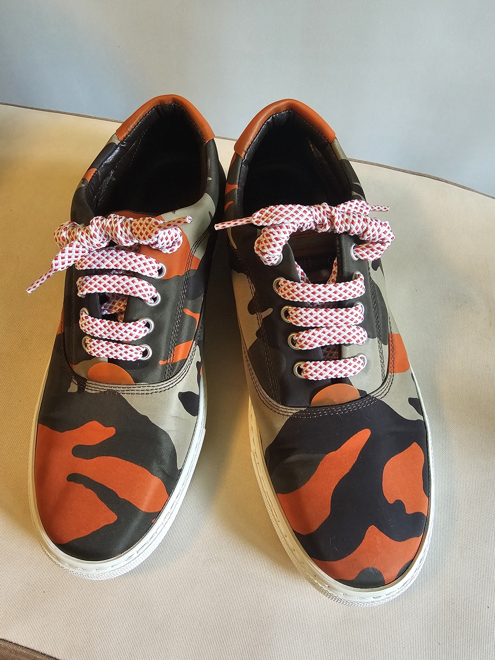 DSQUARED2 Orange Black Camo Low-Top Sneakers